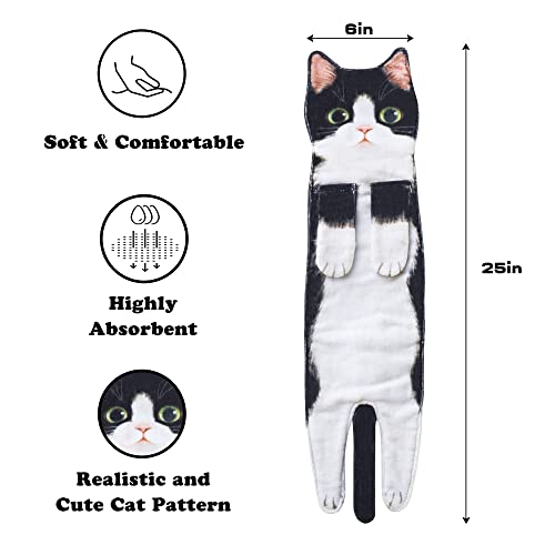 Cat Funny Hand Towels for Bathroom Kitchen - Cute Decorative Cat Decor Hanging Washcloths Face Towels Super Absorbent Soft - Mothers Day Easter House Warming Birthday Gifts for Women Cat Lovers