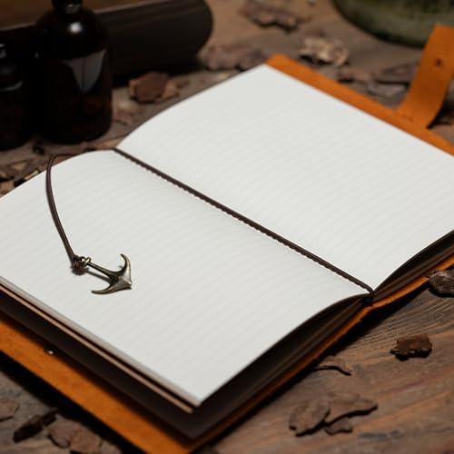 SFdizayn Custom Engraved Leather Journal, Personalized Handmade Writing Notebook with Refillable Lined Paper, 5.8 inches X 8.3 inches, Brown