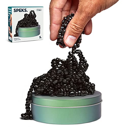 Speks Crags Ferrite Putty | Over 500 Smooth Ferrite Stones in a Metal Tin | Fun Quiet Fidget Toys for Adults and ADHD Desk Toys for Office | Tranquility, Medium