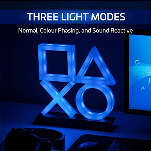 Paladone PlayStation 5 Icons Light PS5 XL - Color Phasing and Sound Reactive Game Room Lighting - Blue