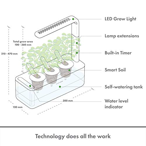 Click & Grow Indoor Herb Garden Kit with Grow Light | Smart Garden for Home Kitchen Windowsill | Easier Than Hydroponics Growing System | Vegetable Gardening Starter (3 Basil Pods Included), White