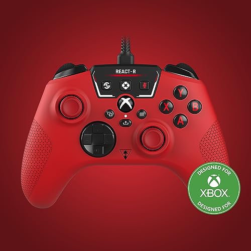 Turtle Beach REACT-R Wired Game Controller – Officially Licensed for Xbox Series X & S, Xbox One, and Windows 10|11 PC’s – Red