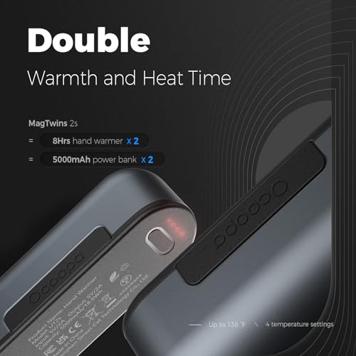 OCOOPA Hand Warmers Rechargeable 2 Pack, Magnetic Electric Handwarmer, 16 Hrs Warmth 4 Levels Heat Up to 145℉, USB-C Portable Charger 10000mAh, Raynauds, Golf, Tech Gifts for Men, Union UT2s(MagTwins)