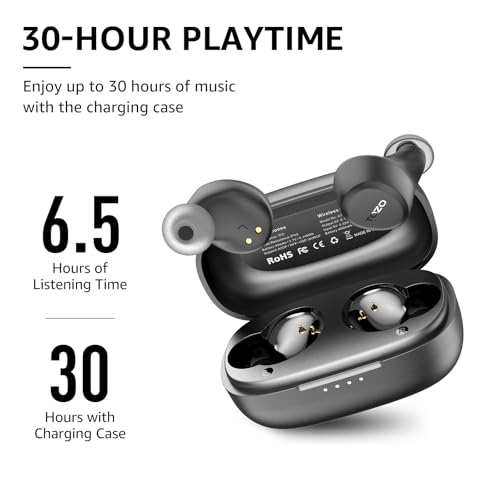 TOZO A1 Mini Wireless Earbuds Bluetooth 5.3 in Ear Light-Weight Headphones Built-in Microphone, IPX5 Waterproof, Immersive Premium Sound Long Distance Connection Headset with Charging Case, Black