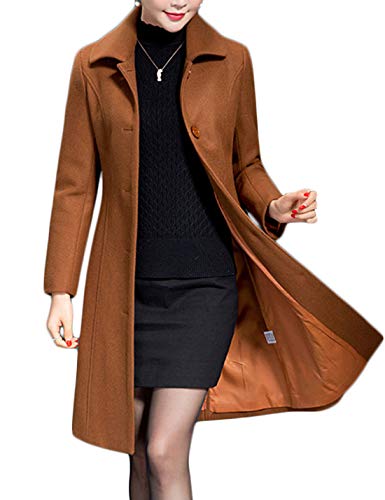 Jenkoon Women's Wool Trench Coat Winter Long Thick Overcoat Walker Coat (Caramel, X-Large)