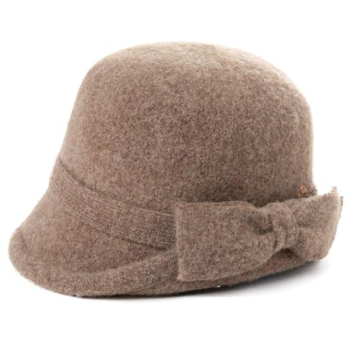 Comhats Winter Wool Felt Cloche Bucket Hat Fedora for Women Vintage Rouond Bowler Packable Party Warm Fashion Camel Medium