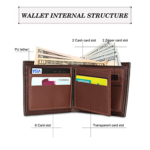 REMFACIO Custom Wallets for Men Personalized Mens Wallets Customized Leather Wallet with Photo Engraved Wallets for Dad Husband Boyfriend (Style 1)