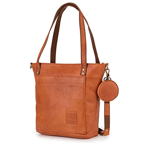 Berliner Bags Vintage Leather Shoulder Bag Verona, Handbag, Large Tote Bag for Women - Brown