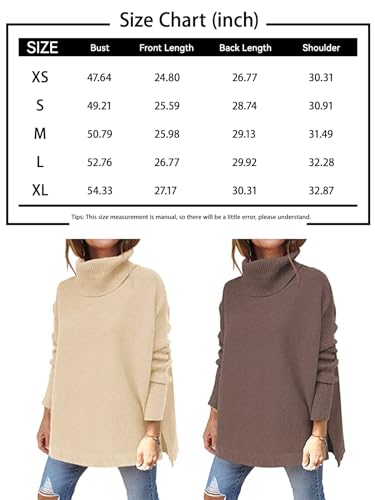 LILLUSORY Sweaters for Women Turtleneck Oversized Cashmere 2024 Pullover Long Mock Batwing Tunic Trendy Clearance Clothes Black