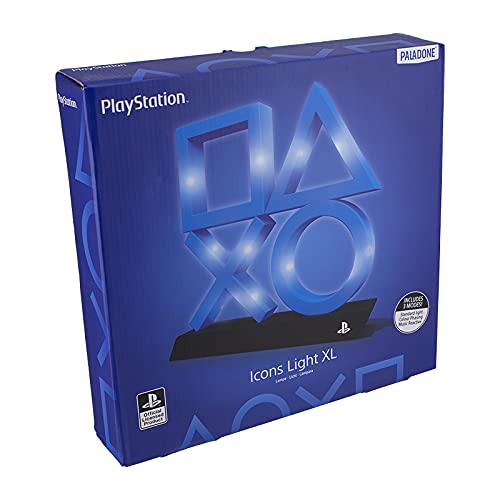 Paladone PlayStation 5 Icons Light PS5 XL - Color Phasing and Sound Reactive Game Room Lighting - Blue