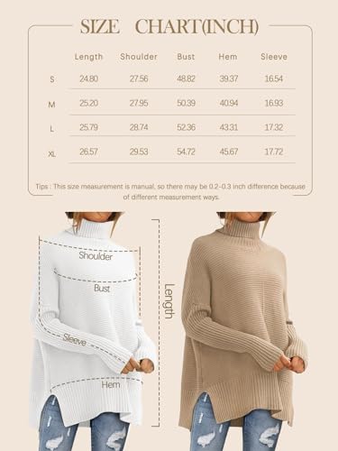 LILLUSORY Oversized Sweaters Women Long Turtleneck Turtle Neck Tunic 2024 Trendy Mock Pullover Batwing Sweater Tops Wear Leggings Black