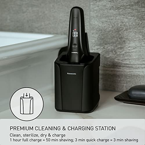 Panasonic Electric Razor for Men, Electric Shaver, ARC6 Six-Blade Electric Razor with Premium Automatic Cleaning and Charging Station, ES-LS9A-K (Black)