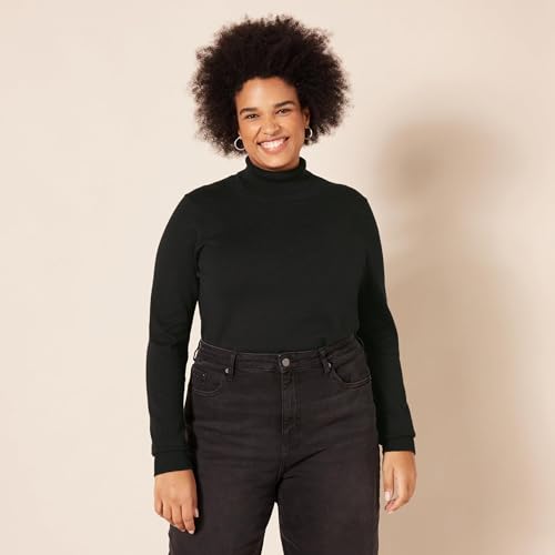 Amazon Essentials Women's Classic-Fit Lightweight Long-Sleeve Turtleneck Sweater (Available in Plus Size), Black, Medium