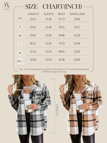 AUTOMET Womens Fall Outfits Fashion Clothes Shackets Flannel Plaid Button Down Long Sleeve Shirts Jackets 2024 Apricot XXL