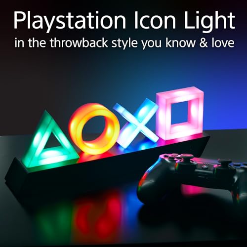 Paladone Playstation Controller Icons Light with 3 Light Modes - Sound Reactive, Dynamic Phasing, and Standard Mode - Gaming Desk Accessories and Game Room Decor