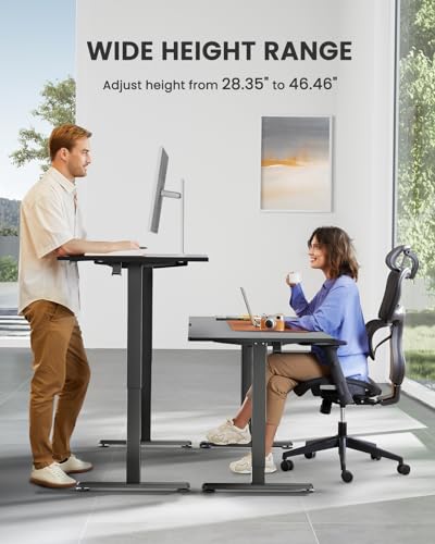 ErGear Height Adjustable Electric Standing Desk, 48 x 24 Inches Sit Stand up Desk, Memory Computer Home Office Desk (Black)