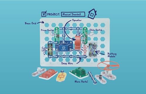 Snap Circuits Jr. SC-100 Electronics Exploration Kit, Over 100 Projects, Full Color Project Manual, 28 Parts, STEM Educational Toy for Kids 8 +