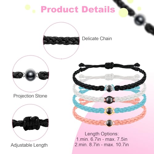 GlisterGlow Custom Bracelets with Picture Inside, Picture Bracelet Personalized Photo Projection Bracelets, Valentine’s Day Birthday Christmas Gifts for Women/Men