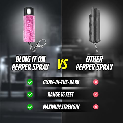 Guard Dog Security Bling it On Pepper Spray, Keychain with Safety Twist Top, Mini and Easy Carry, Lightweight and Fashionable, Maximum Police Strength OC Spray, 16 Feet Range, 0.5 fl oz