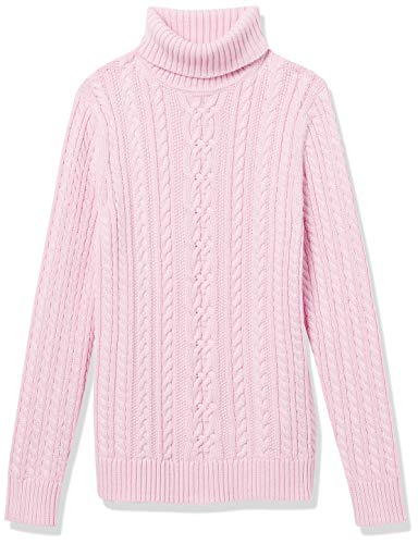 Amazon Essentials Women's Fisherman Cable Turtleneck Sweater (Available in Plus Size), Light Pink, Medium