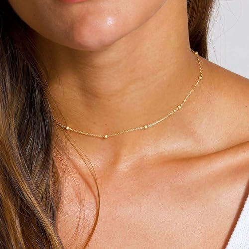 Yoosteel Gold Initial Necklaces for Women, Dainty 14K Gold Plated Layered Initial M Pendant Choker Necklace Tiny Initial Necklace Layered Gold Initial Necklaces for Women Jewelry