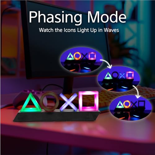 Paladone Playstation Controller Icons Light with 3 Light Modes - Sound Reactive, Dynamic Phasing, and Standard Mode - Gaming Desk Accessories and Game Room Decor