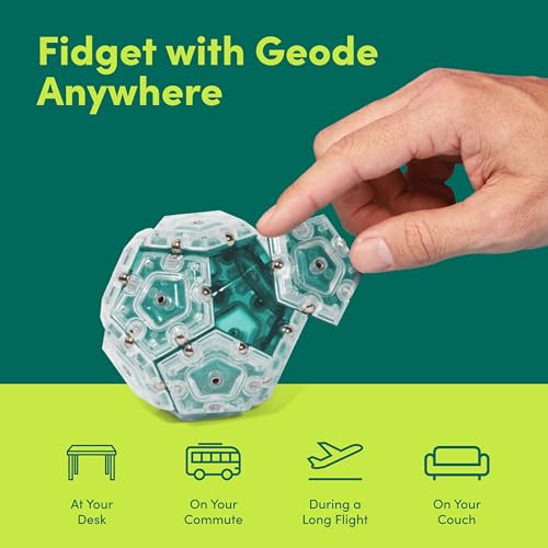 Speks Geode Sphere Magnetic Fidget Toy for Adults | Quiet Adult Sensory Toy for Stress Relief & Anxiety, Office Desk Toy & Top Gadget Gift Idea | Aqua, 12-Piece Set