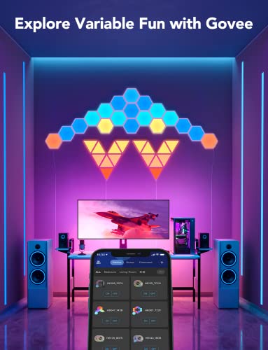 Govee Glide Hexa Light Panels, RGBIC Hexagon LED Wall Lights, Wi-Fi Smart Home Decor Creative Wall Lights with Music Sync, Works with Alexa Google Assistant for Indoor Decor, Gaming Decor, 10 Pack