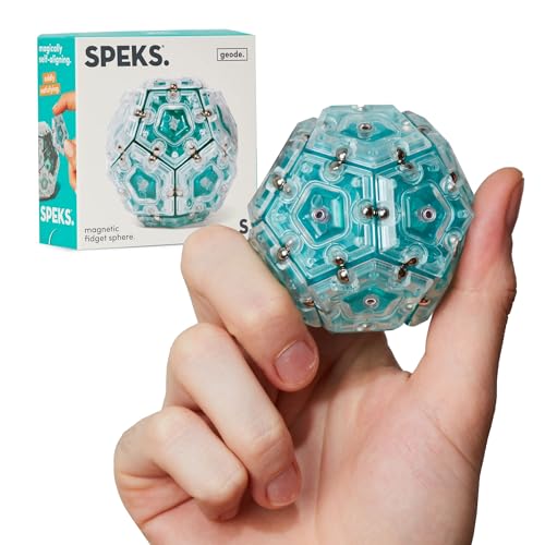 Speks Geode Sphere Magnetic Fidget Toy for Adults | Quiet Adult Sensory Toy for Stress Relief & Anxiety, Office Desk Toy & Top Gadget Gift Idea | Aqua, 12-Piece Set