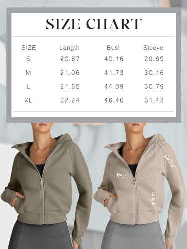 Trendy Queen Womens Zip Up Hoodies Cropped Sweatshirts Fleece Jackets Fall Outfits Casual Hooded Y2k Tops Winter Clothes 2024 Grey M