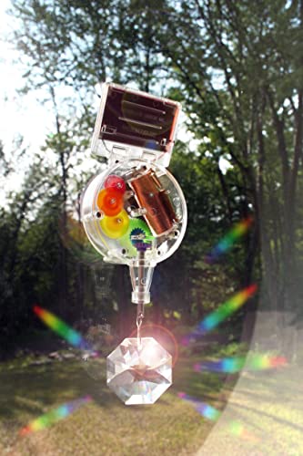 Kikkerland Solar Powered Rainbow Maker with Single Crystal, Solar-Powered Toy, Rainbow Prisms, Fun Educational Science, Window Home Decor Decoration