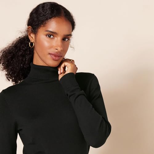 Amazon Essentials Women's Classic-Fit Lightweight Long-Sleeve Turtleneck Sweater (Available in Plus Size), Black, Medium