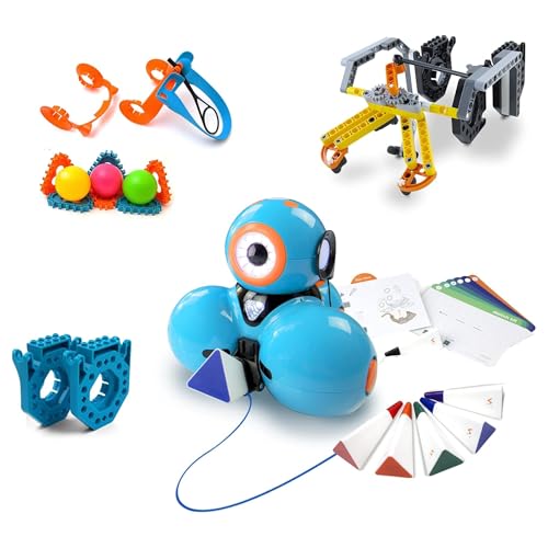 Wonder Workshop Dash Robot Wonder Pack – Coding Educational Bundle for Kids 6+ – Free STEM Apps with Instructional Videos - Launcher Toy, Sketch Kit Drawing, Gripper Building