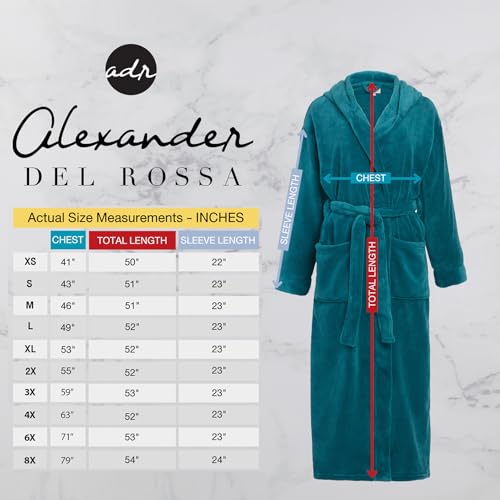 Alexander Del Rossa Women's Robes, Long Plush Bathrobe, Womens Robe with Hood, Hooded Robes for Women Plus Size Robe Turquoise XL (A0116ODPXL)