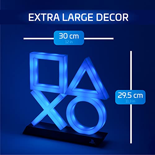 Paladone PlayStation 5 Icons Light PS5 XL - Color Phasing and Sound Reactive Game Room Lighting - Blue