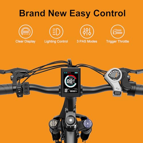 Jasion EB5 Electric Bike for Adults with Peak 500W Brushless Motor, 40Miles 20MPH Commuting Electric Mountain Bike with 360Wh Removable Battery, 7-Speed, 26" Tires and Front Fork Suspension