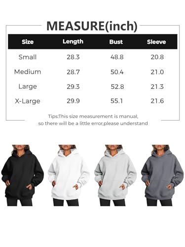 EFAN Womens Hoodies Oversized Sweatshirts Pullover Fleece Sweaters Long Sleeve Winter Fall Outfits Fashion Y2k Clothes Grey S