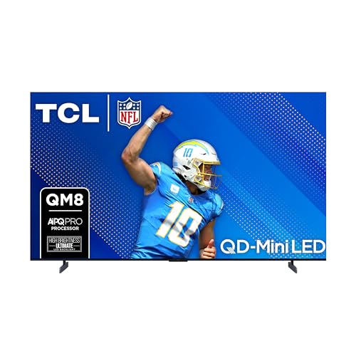 TCL 85-Inch QM85 QLED 4K Smart QD-Mini LED TV with Google TV (85QM851G, 2024 Model) Dolby Vision IQ HDR, Dolby Atmos, Game Accelerator up to 240Hz, Voice Remote, Works with Alexa, Streaming Television