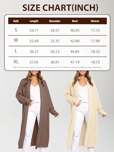 LILLUSORY Womens Chunky Sweater 2024 Fall Warm Long Slouchy Knit Cardigans Oversized Casual Coat Outwear Apricot S