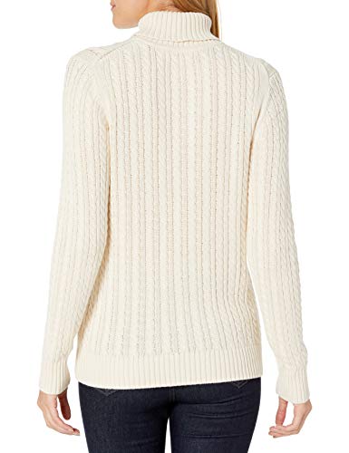 Amazon Essentials Women's Fisherman Cable Turtleneck Sweater (Available in Plus Size), Cream, Medium