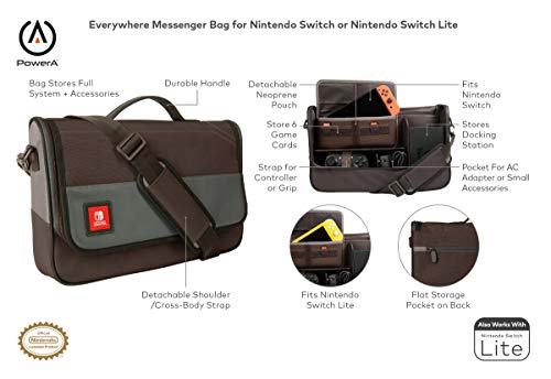 PowerA Everywhere Messenger Bag for Nintendo Switch or Nintendo Switch Lite, Gaming Case, Carrying Case for Accessories, Console Case - Nintendo Switch