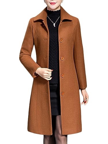 Jenkoon Women's Wool Trench Coat Winter Long Thick Overcoat Walker Coat (Caramel, X-Large)