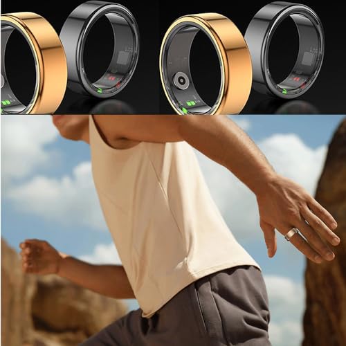 QAMEZOX Smart Rings for Men, Fitness Trackers Ring for Women Sleep Tracking Ring Wearable Heart Rate Blood Oxygen IP68 Waterproof, Compatible with Android & iOS,Black,US 8