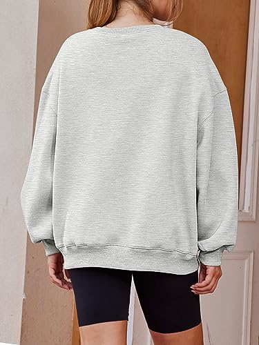 EFAN Womens Sweatshirts Oversized Crew Neck Pullover Sweater Teen Girls Cute Casual Hoodies y2k 2024 Fall Outfits Fashion Clothes Grey M