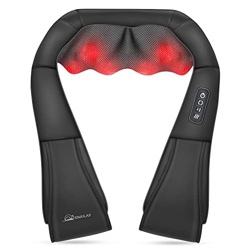 Snailax Shiatsu Neck and Shoulder Massager - Back Massager with Heat, Deep Kneading Electric Massage Pillow for Neck, Back, Shoulder,Foot,Body