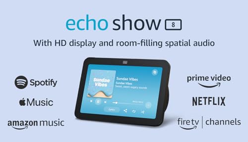 Amazon Echo Show 8 (3rd Gen, 2023 release) | With Spatial Audio, Smart Home Hub, and Alexa | Charcoal