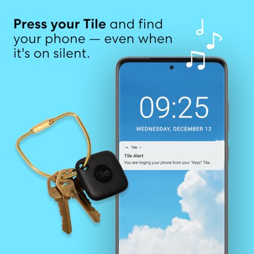 Tile Mate 1-Pack. Black. Bluetooth Tracker, Keys Finder and Item Locator for Keys, Bags and More; Up to 250 ft. Range. Water-Resistant. Phone Finder. iOS and Android Compatible.