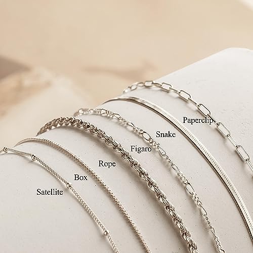 DEARMAY Dainty Silver Bracelets for Women Trendy, 925 Sterling Silver Jewelry Set for Women Bracelets for Women Paperclip Box Herringbone Figaro Rope Chain Bracelet Fashion Pack Gifts for Women