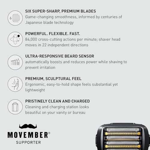 Panasonic Electric Razor for Men, Electric Shaver, ARC6 Six-Blade Electric Razor with Premium Automatic Cleaning and Charging Station, ES-LS9A-K (Black)