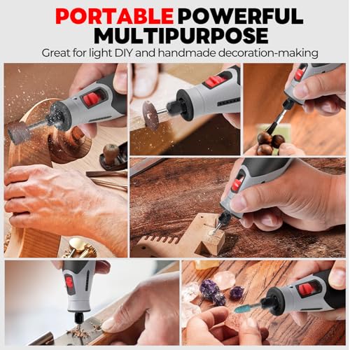 Cordless Rotary Tool - 4V Rotary Tool Kit, PHALANX Rotary Tool 80 PCS Accessories 4000mAh Li-Ion Battery, Type-C Charging 9 Speed Engraving Tool for Wood Cutting Sanding Crafts Carving Resin Polishing